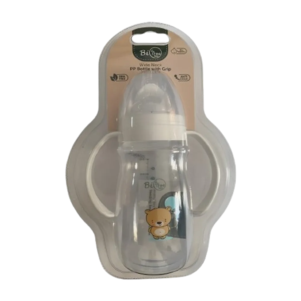 Wide Neck PP Bottle with Grip 250 ml 6+ Months (Bio Tree)