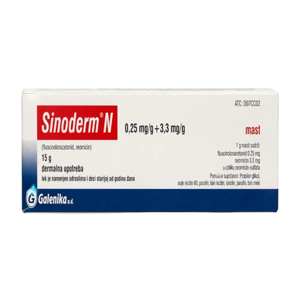 Sinoderm N 0.25 mg/G+3.3 mg/G mast 15 g